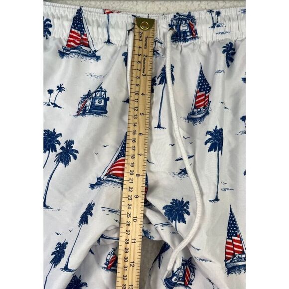 Free Planet Mens Swim Trunks Surfer Bro Swimwear Patriotic Nautical Sailboat LG - Picture 4 of 6